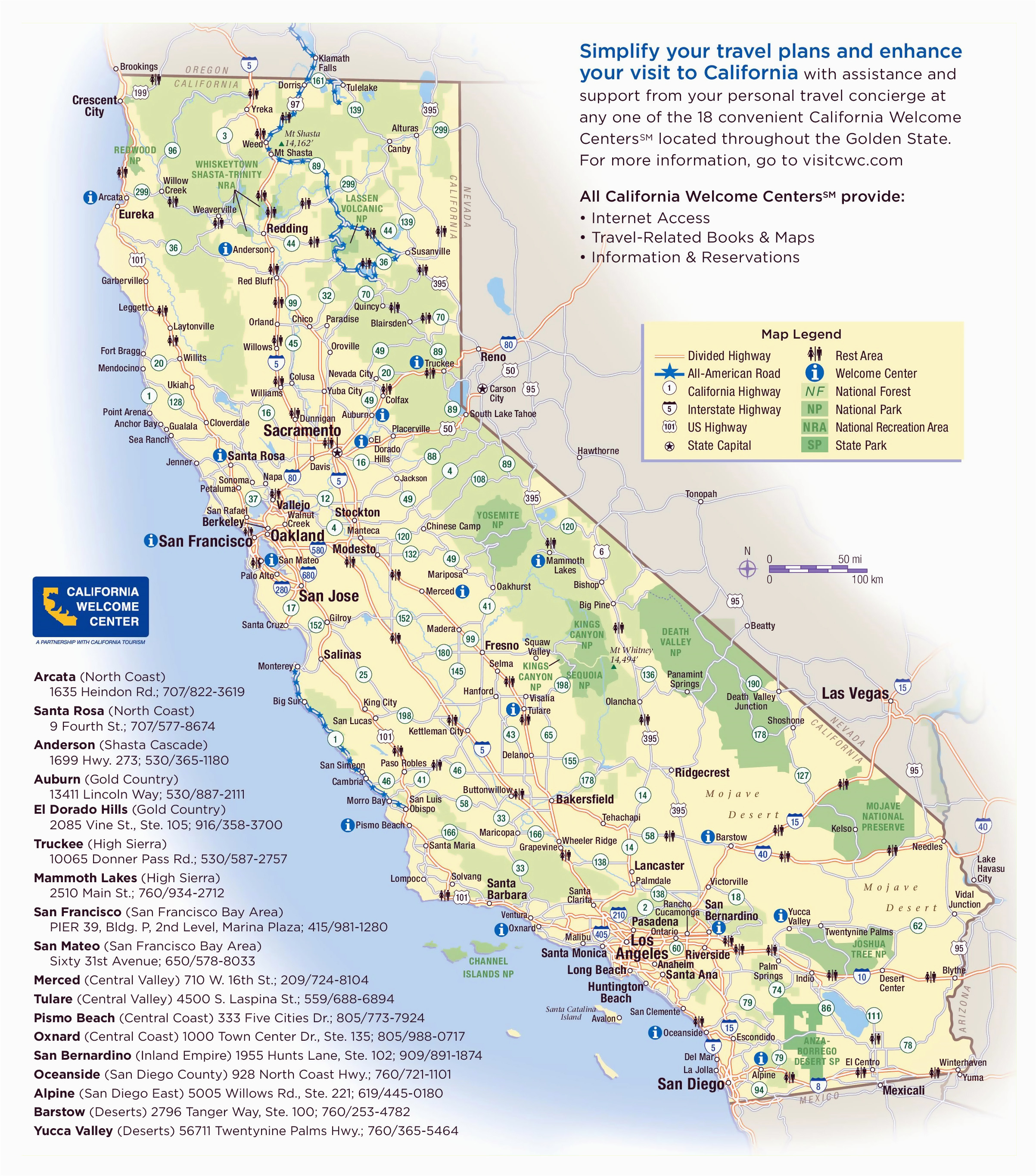 california state map map of national parks in