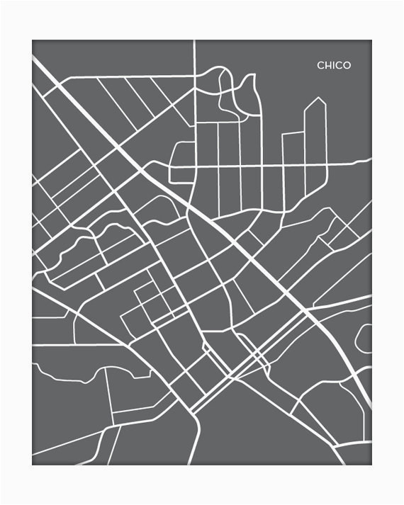 chico map art city print california state university poster