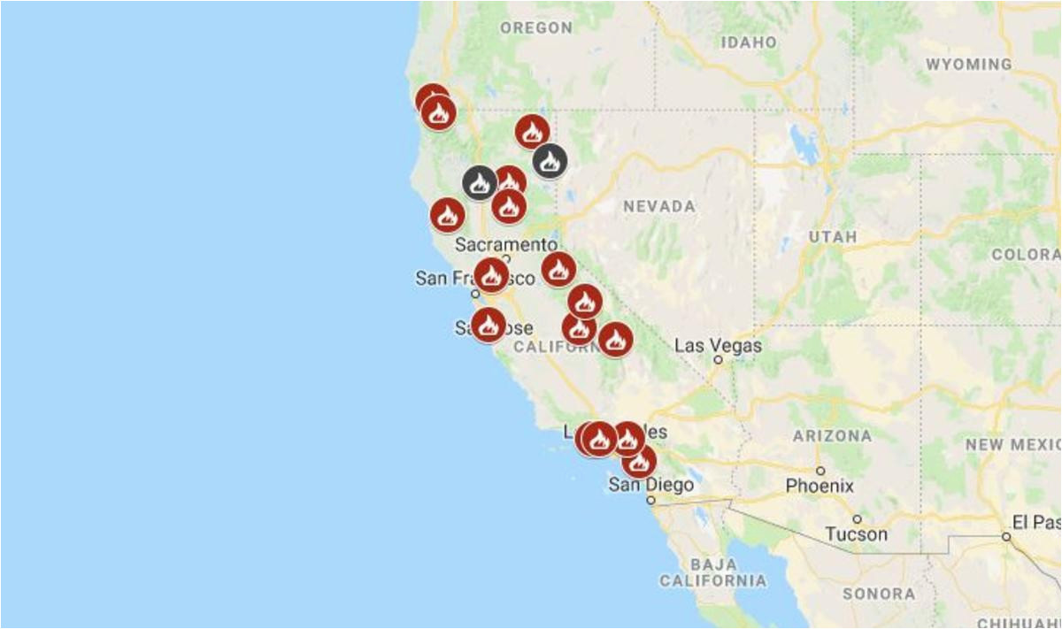 map see where wildfires are burning in california nbc southern