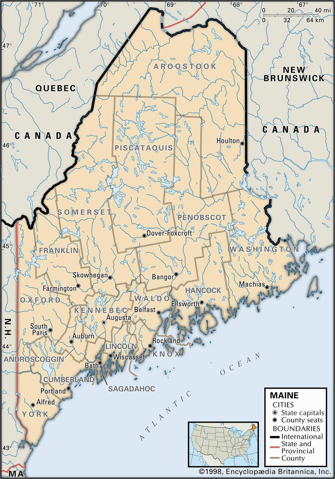 state and county maps of maine