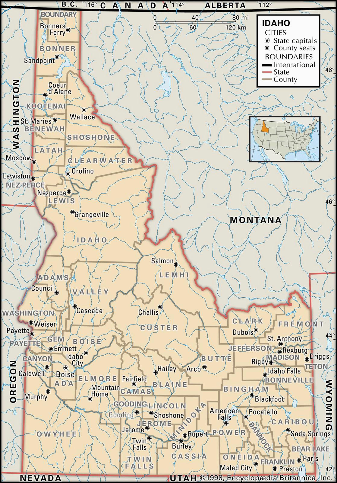 state and county maps of idaho