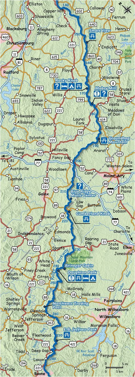 map of the blue ridge parkway virginia north carolina state line