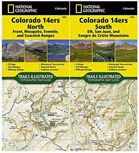 colorado 14ers topographic trail map guide set national geographic