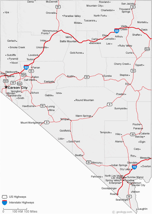 map of nevada cities nevada road map
