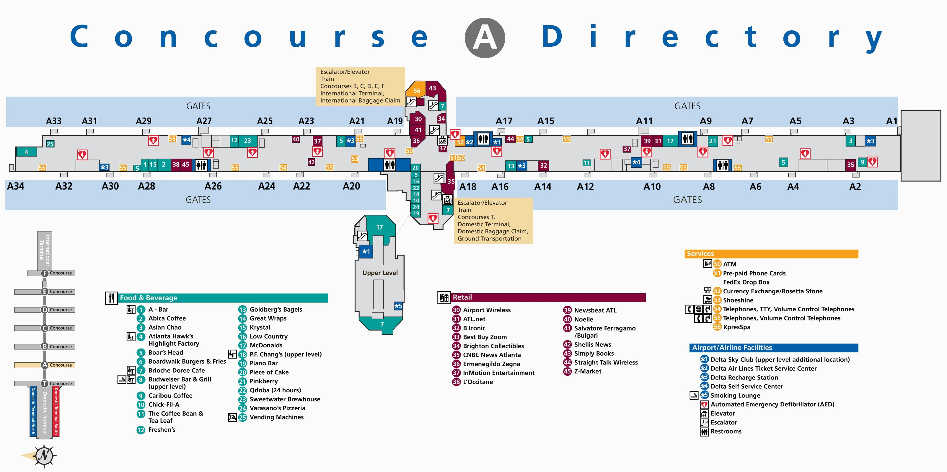 atlanta airport terminal a map