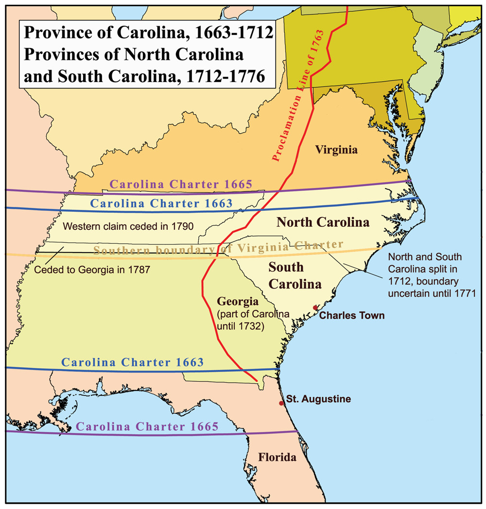 North Carolina Colony Map Secretmuseum