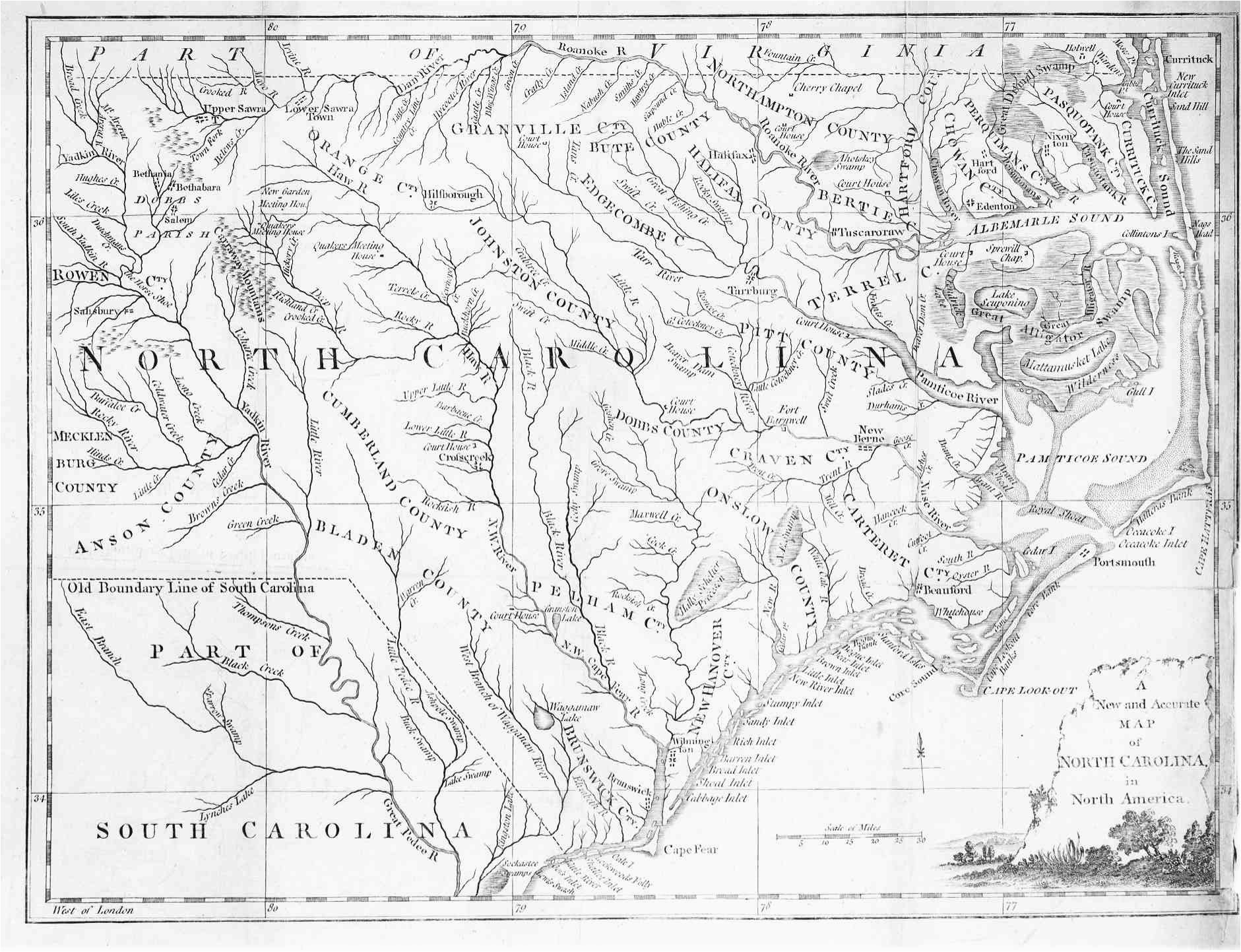 north carolina county map