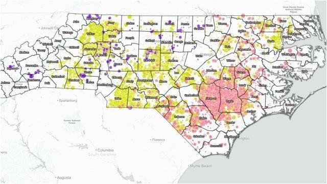 north carolina mountains map unique north counties in elevation map