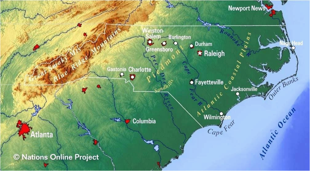 north carolina mountains map unique north counties in elevation map