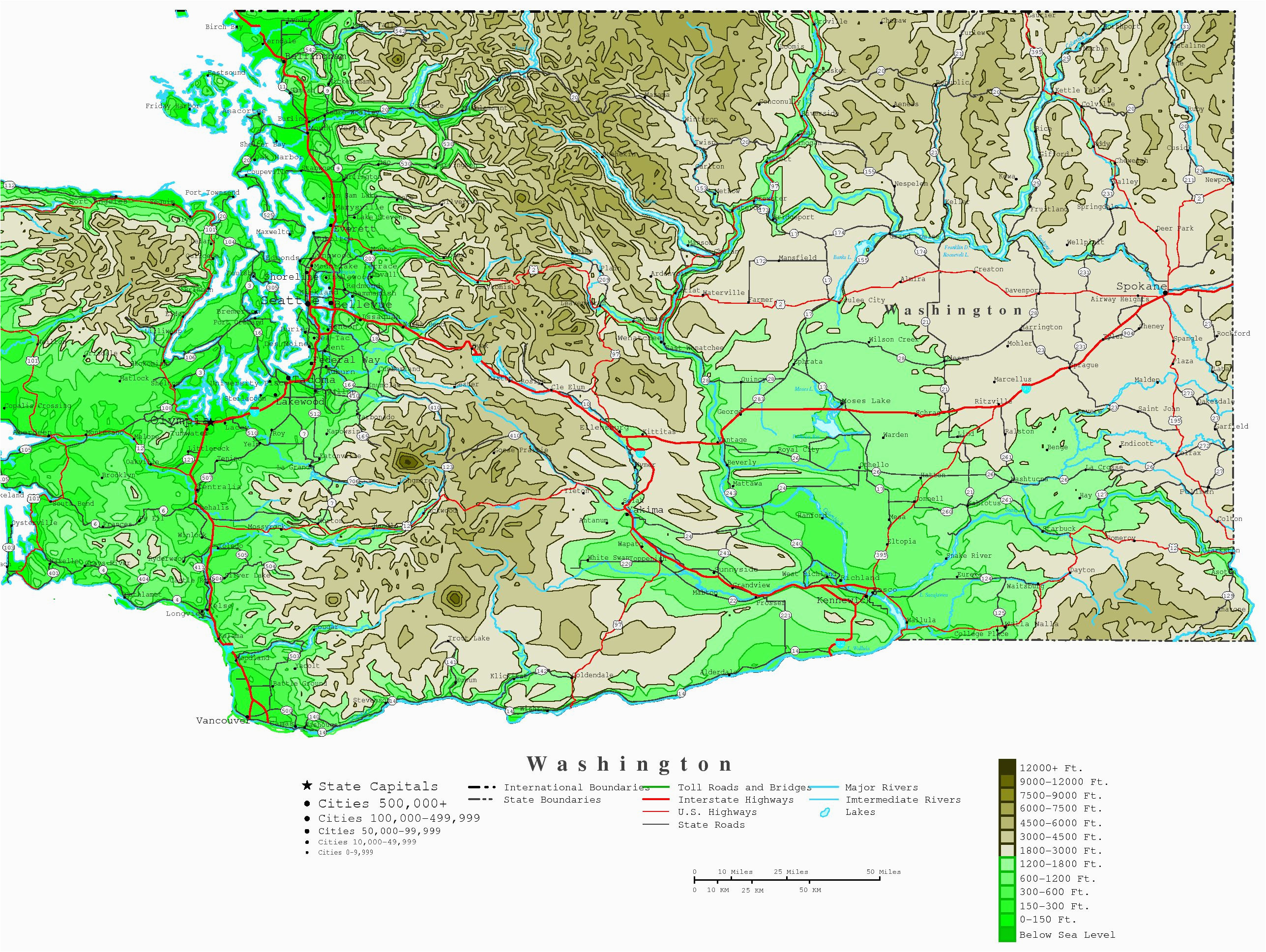 washington contour map