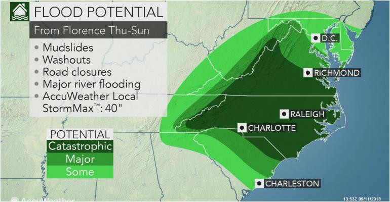 charlotte raleigh could see flooding from hurricane florence