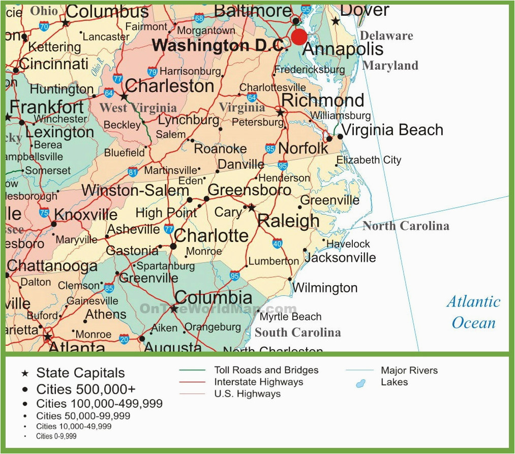 map of virginia and north carolina