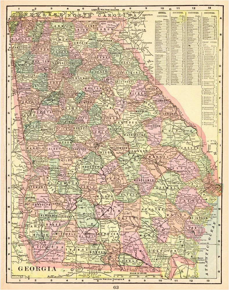 1901 antique georgia state map vintage map of georgia gallery wall