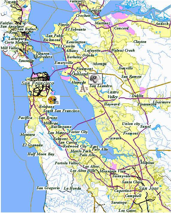 california map with major cities map of san francisco california