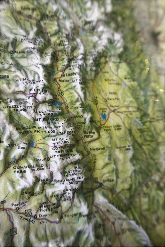 vintage kistler graphics 3d map of colorado educational decor