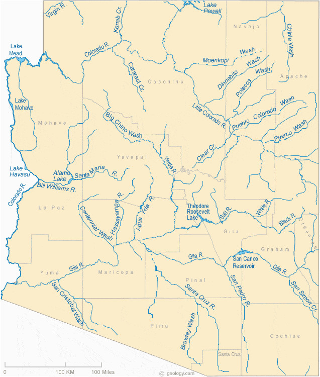 arizona lakes map awesome map of arizona lakes streams and rivers