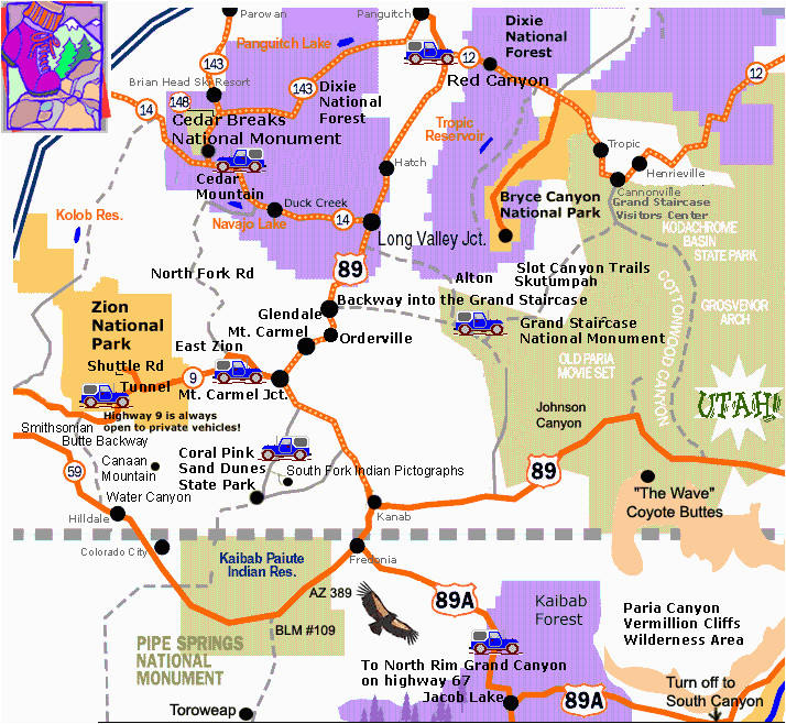 a map of southern utah and northeast arizona showing how close zion