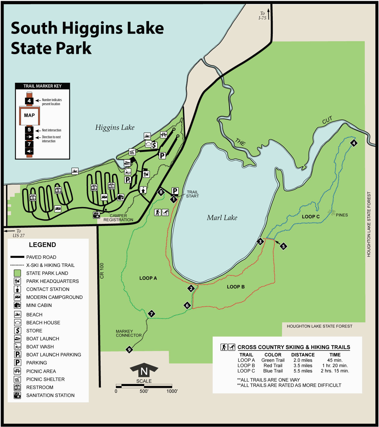 south higgins state parkmaps area guide shoreline visitors guide