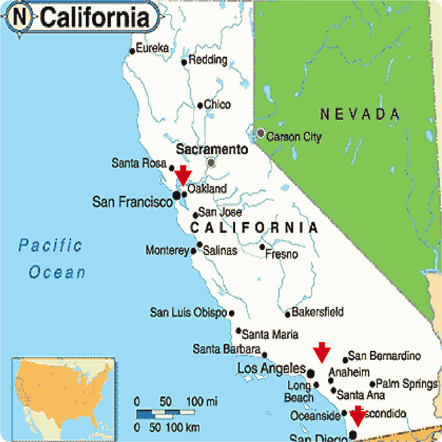 california on a map