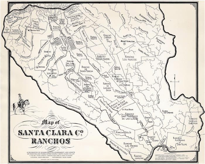 ralph rambo s hand drawn map of santa clara valley ranchos during