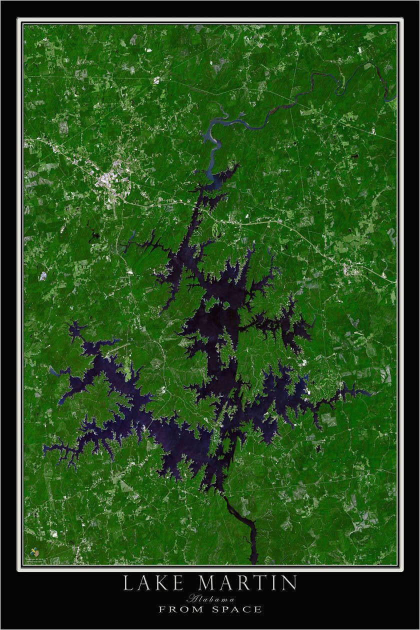 lake martin alabama satellite poster map photography s precious
