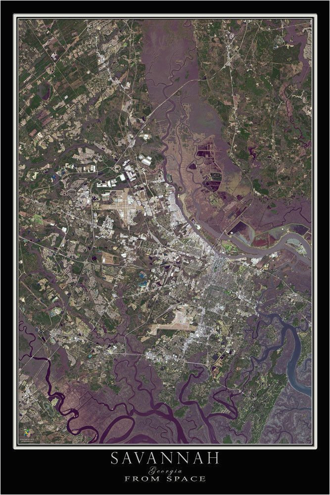 savannah georgia satellite poster map in 2018 savannah ga