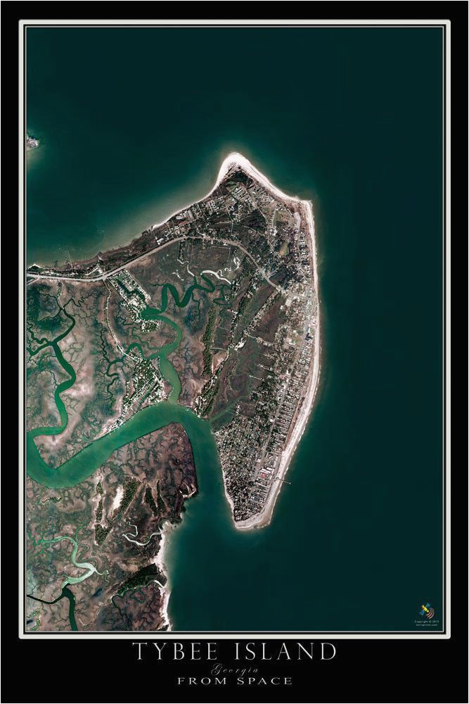 tybee island georgia satellite poster map georgia on my mind