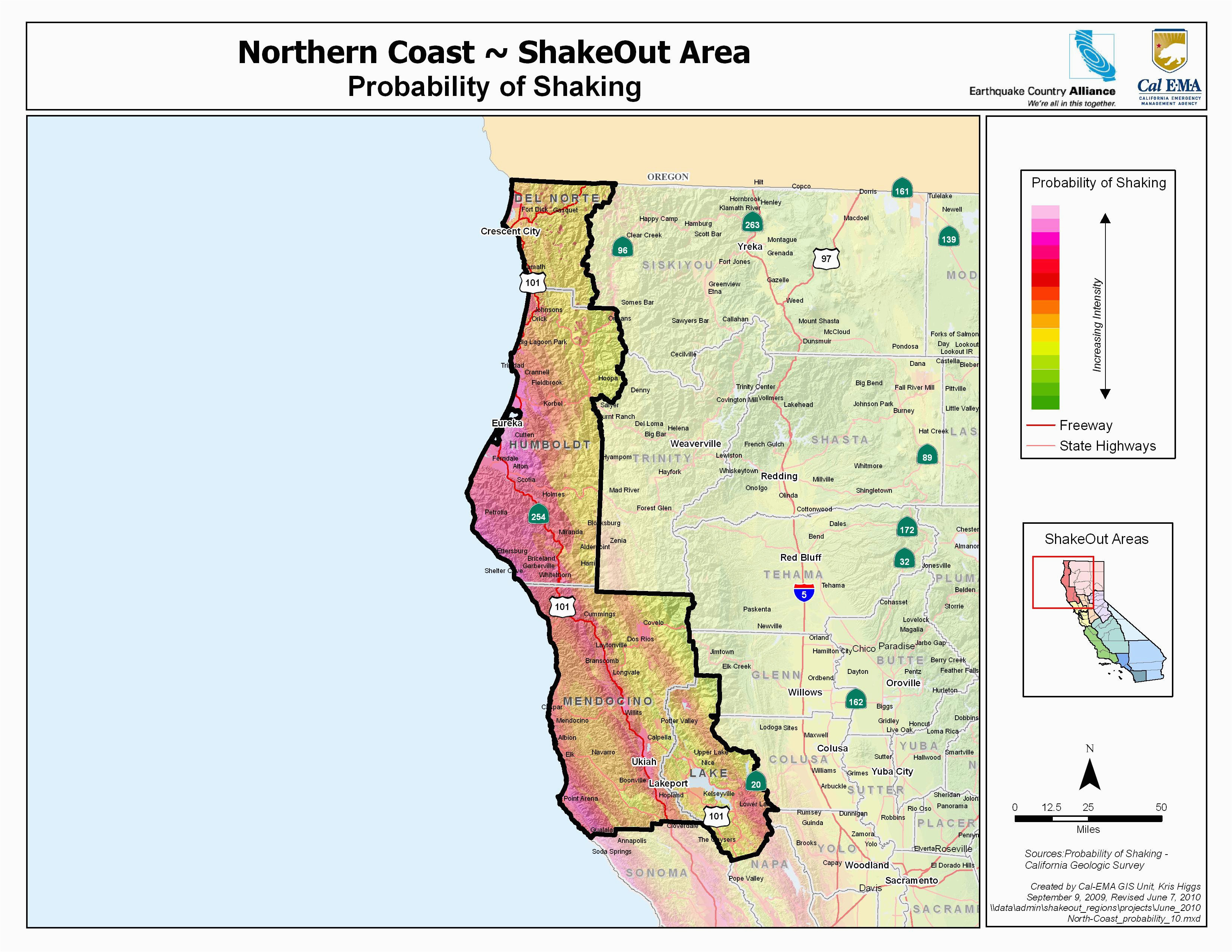 northern california map coast outline earthquake hazard map