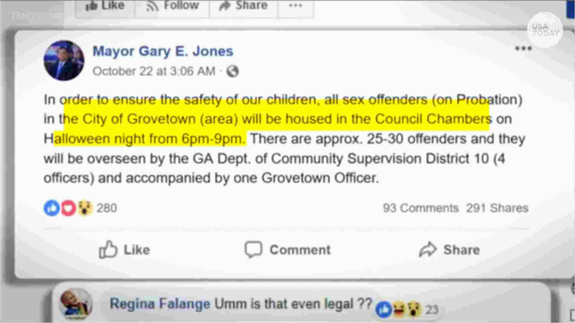 georgia town to hold registered sex offenders on halloween night