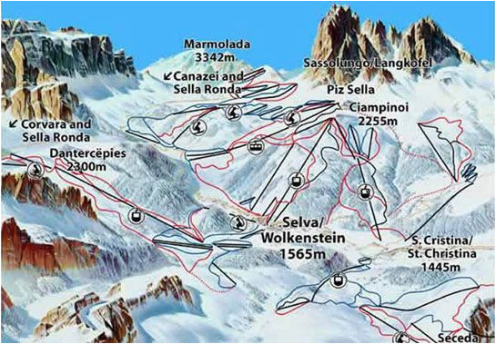 ski map val gardena skiing bella italia italia