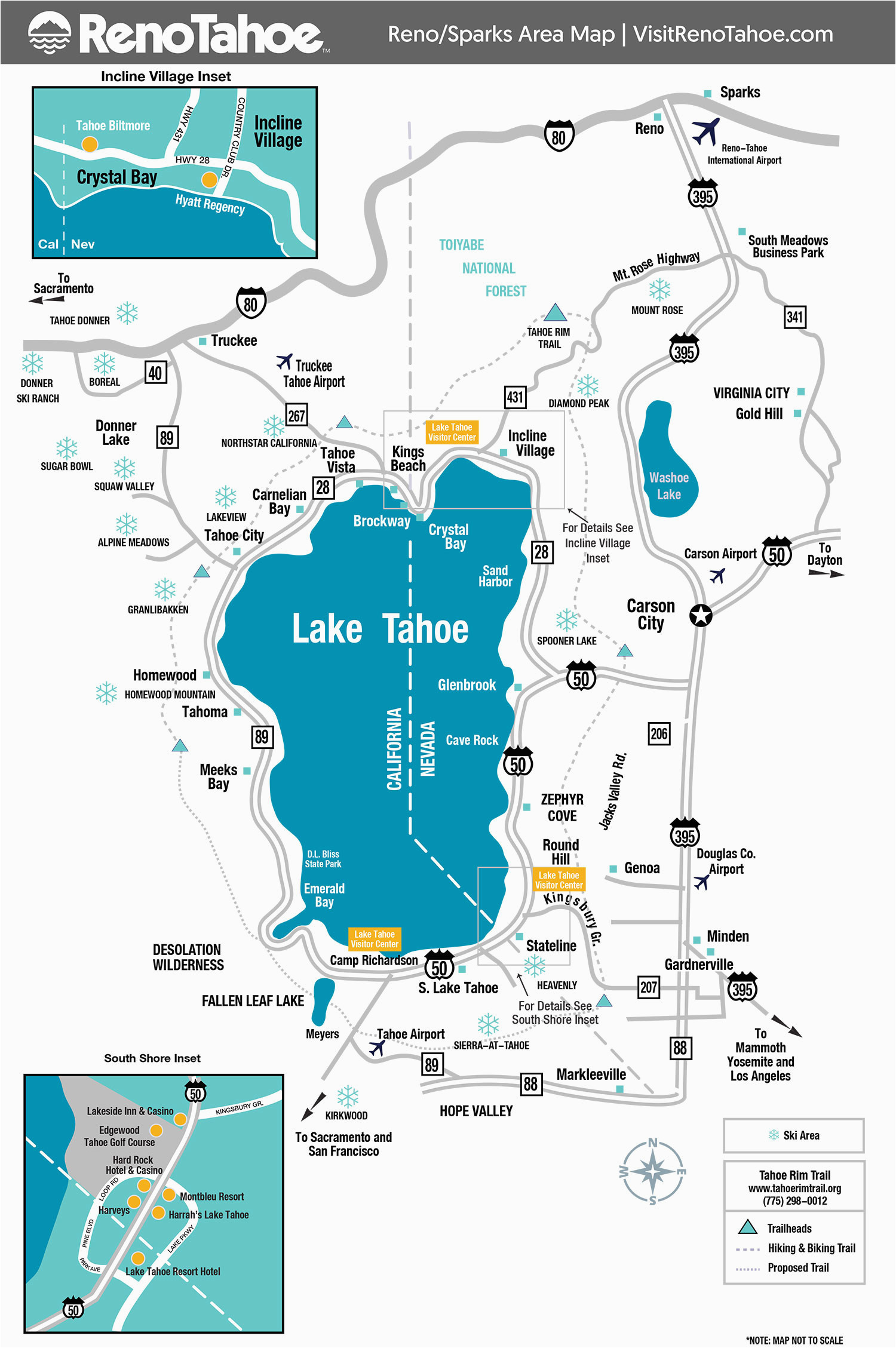 lake tahoe maps and reno maps labeled map lake tahoe california