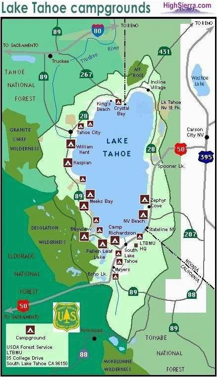 lake tahoe camping map campinglocation camping supplies lake