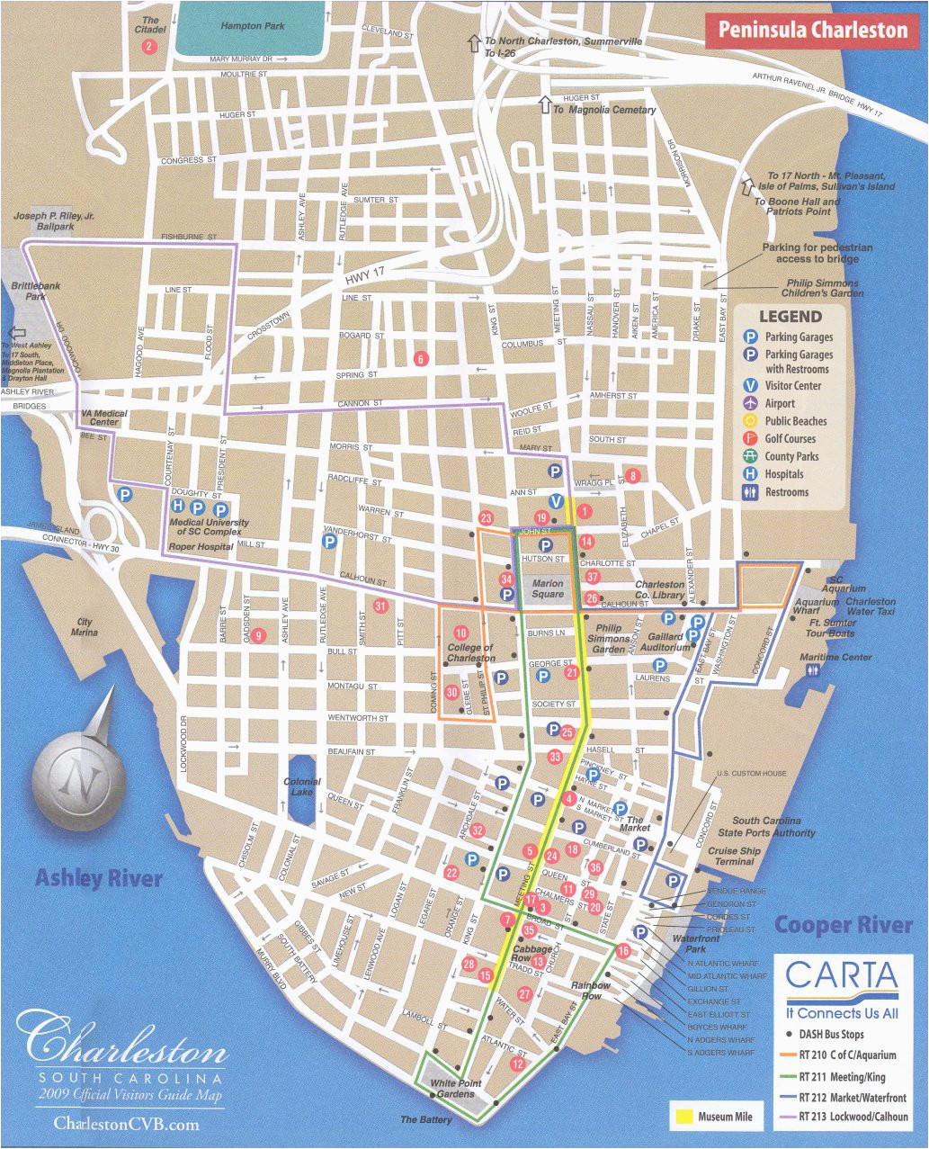 map of downtown charleston