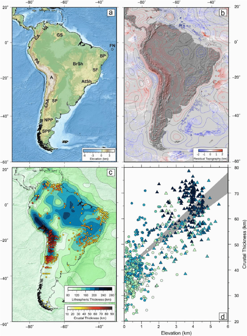 a topographic map of south america va 5 venezuelan andes ca 5