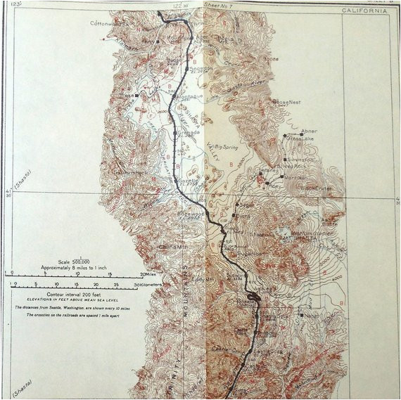 1916 trinity mountains to klamath river california railroad map