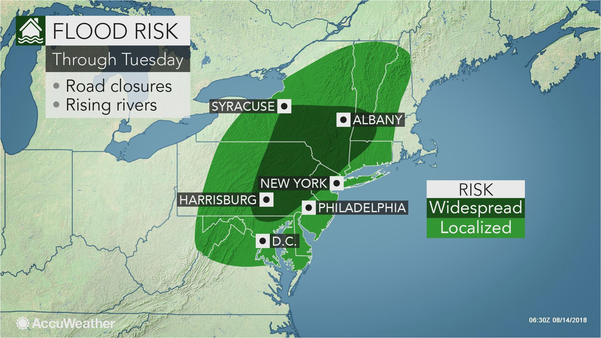 wet weather to perpetuate flood threat in the northeast early this