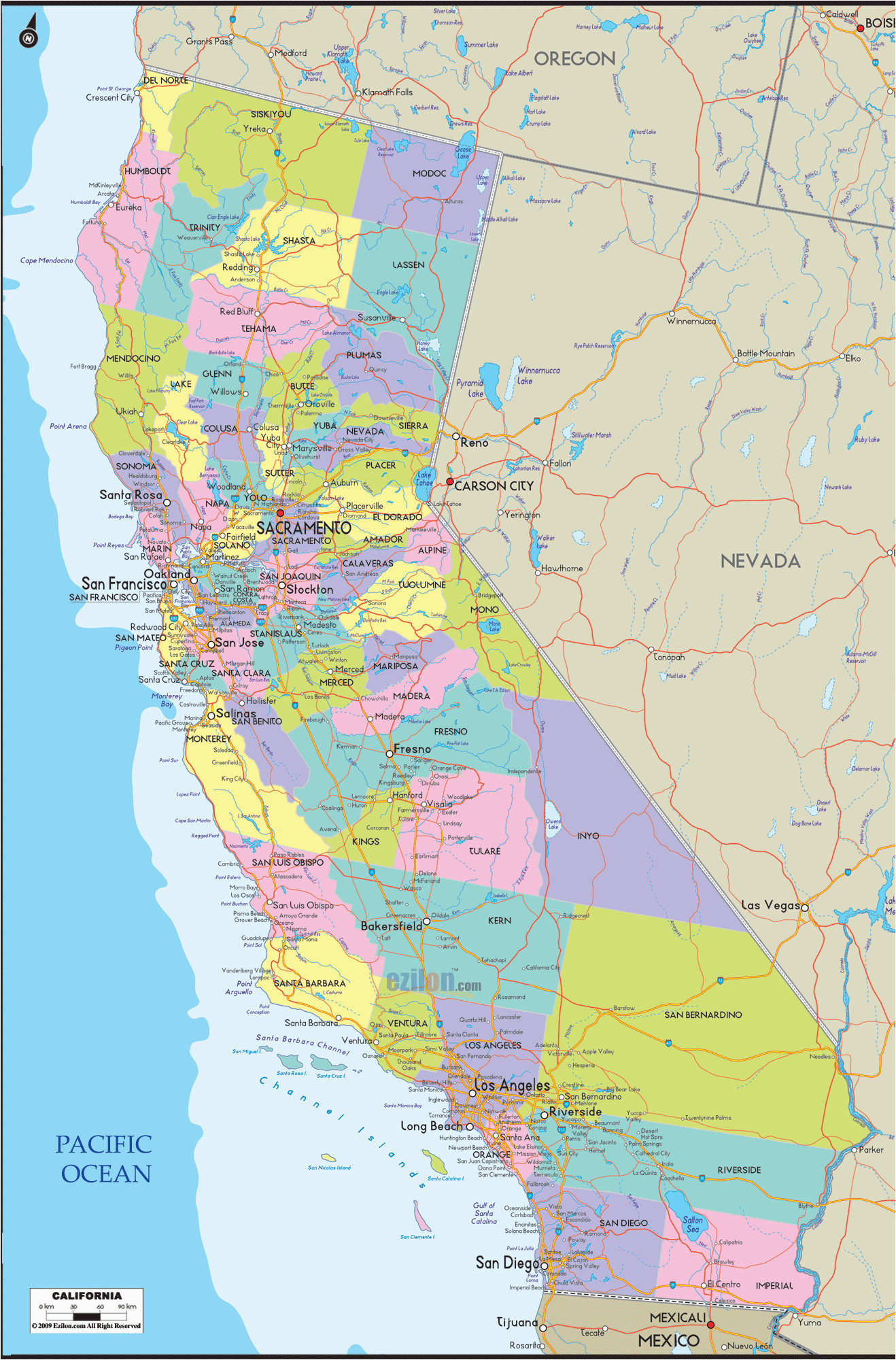 california county maps with cities valid southern california map