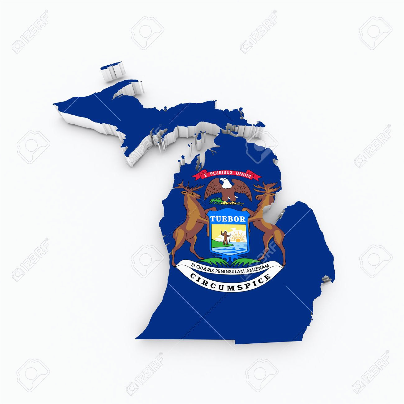 michigan state flag od 3d map stock photo picture and royalty free