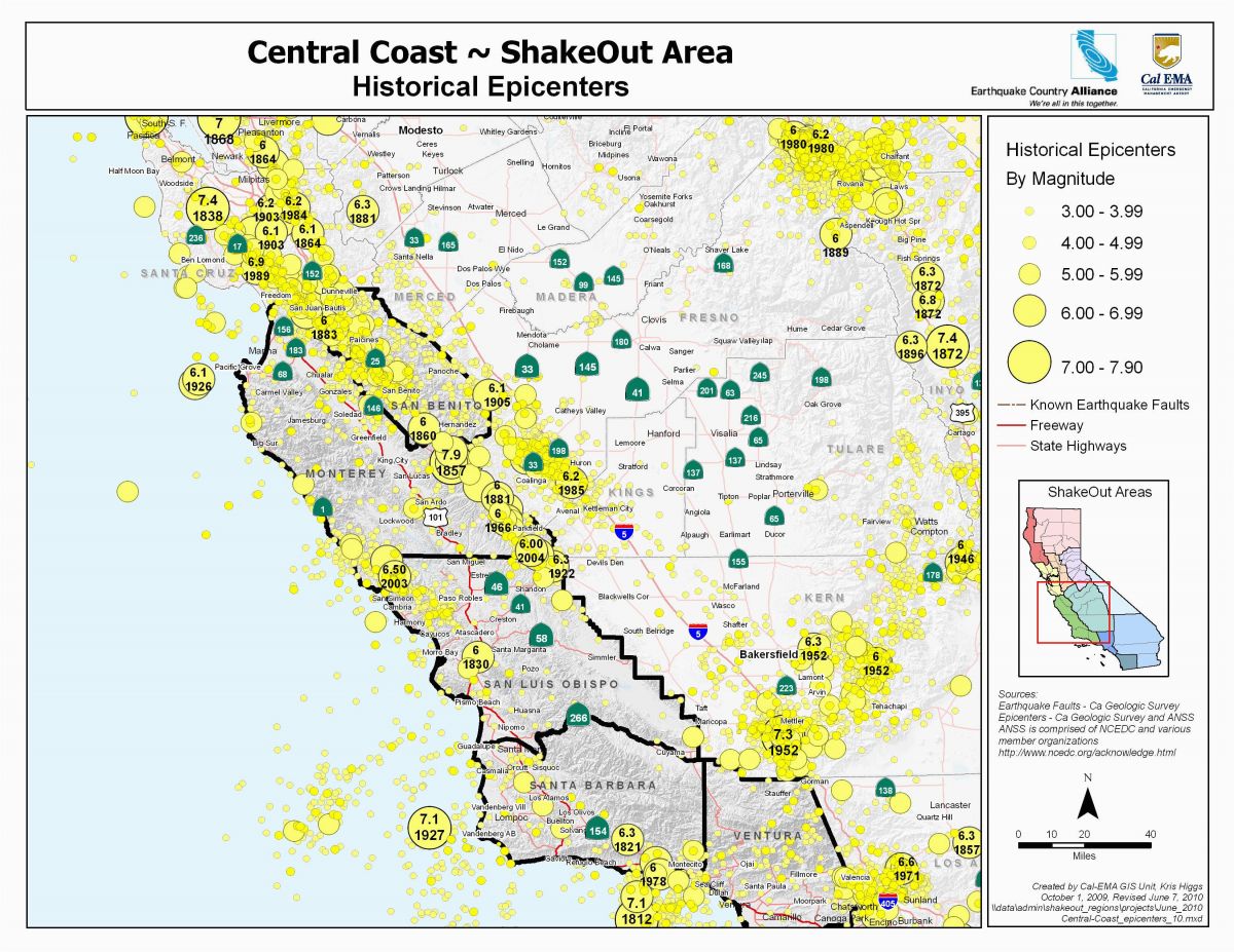 California Seismic Zone Map California Earthquake History Map New 