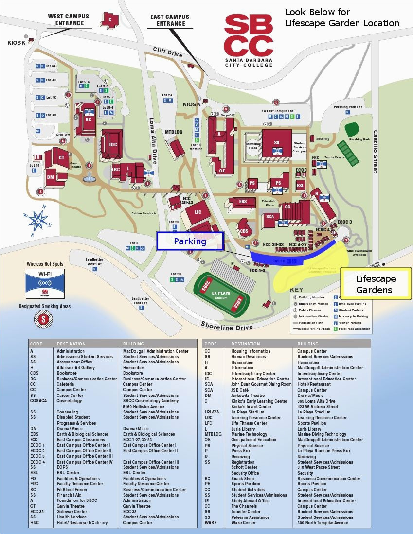 sbcc campus map santa barbara city college sbcc pinterest