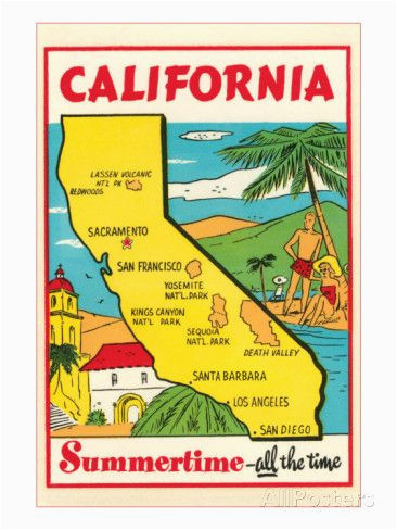 cartoon map of california prints at allposters com class wishlist