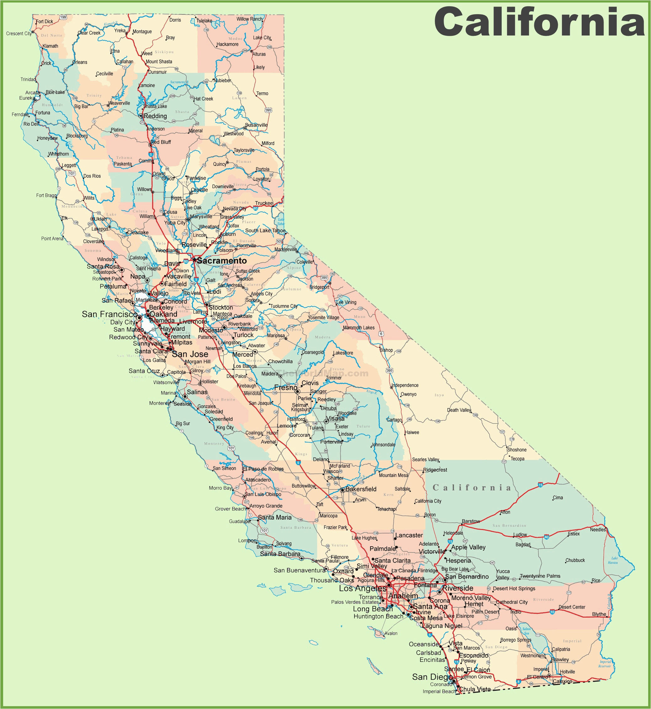 california map cities and towns inspirational california road map