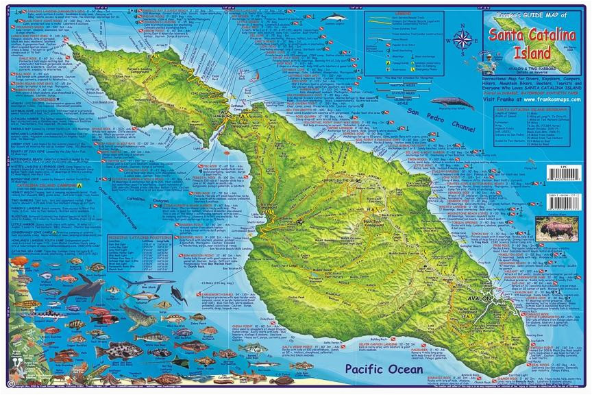 catalina island dive map waterproof lost winds