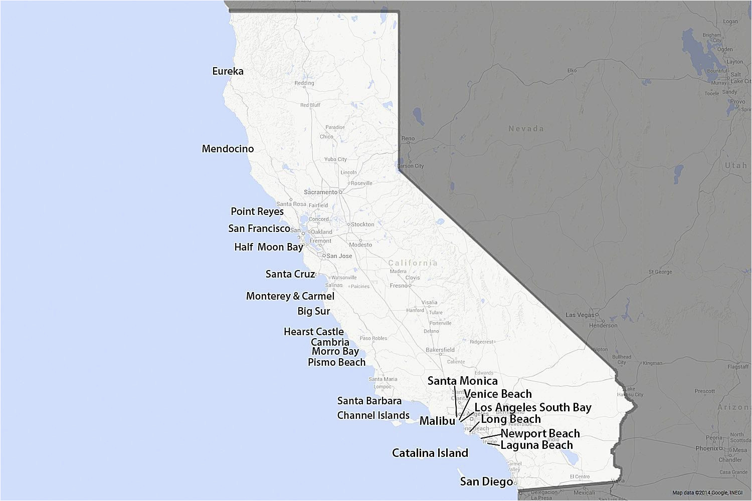 map of the california coast 1 100 glorious miles