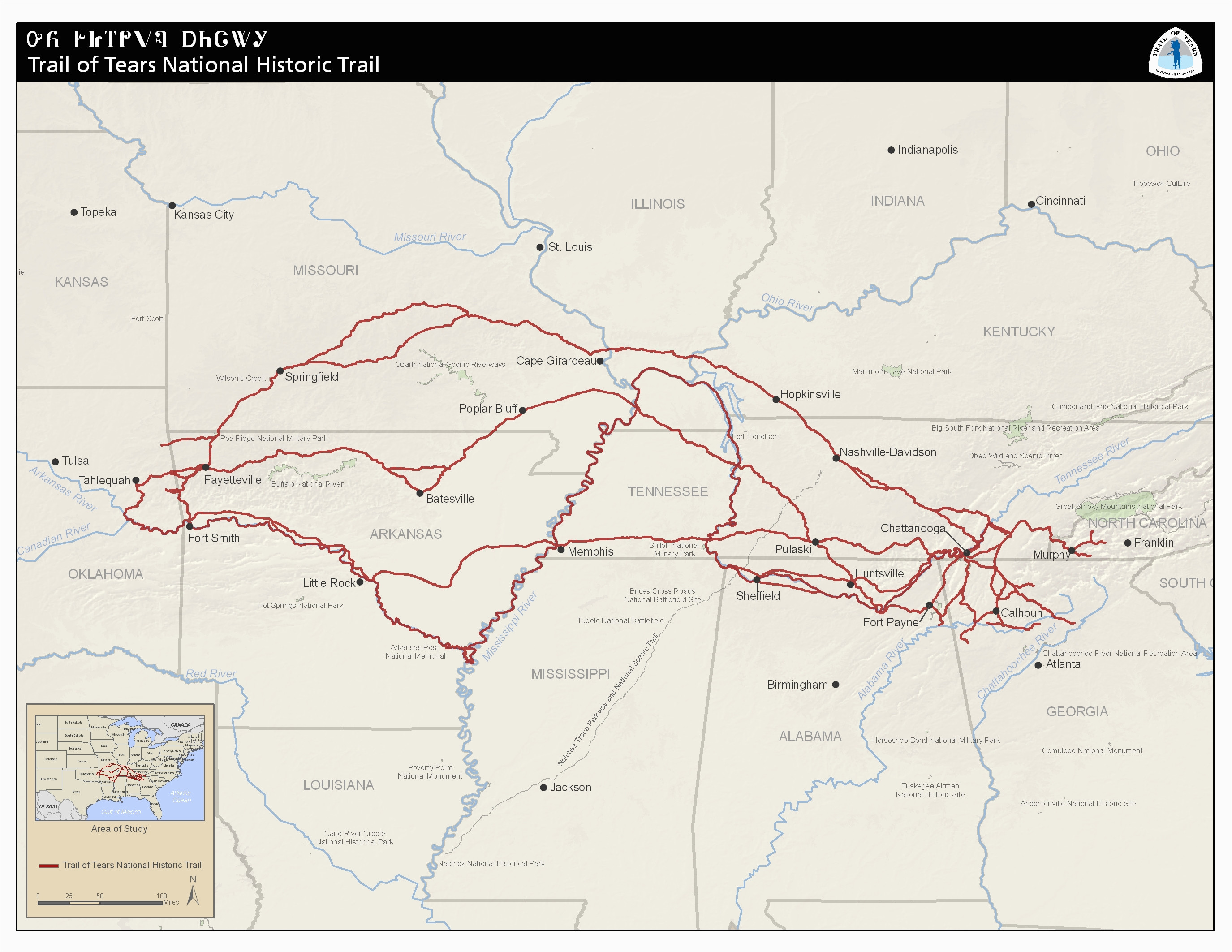 maps trail of tears national historic trail u s national park