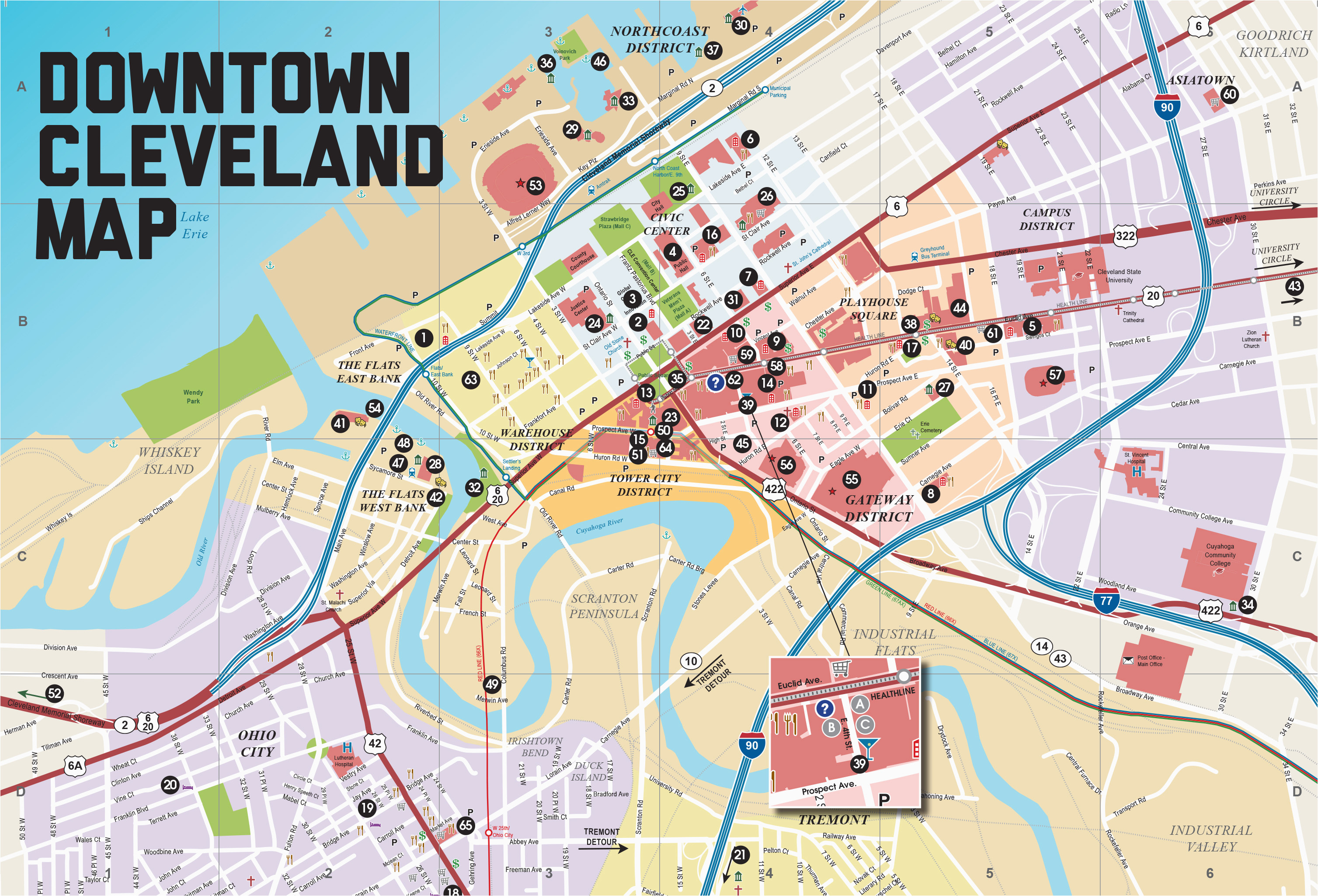 map of downtown cleveland elegant cleveland ohio oh profile