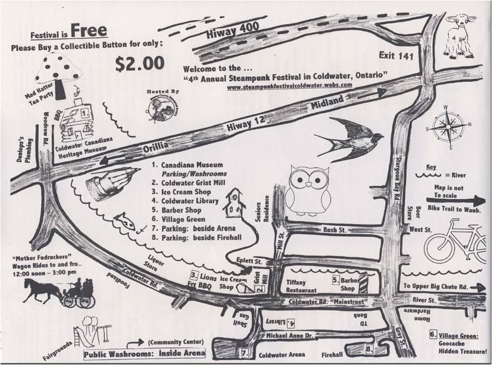 map of the coldwater steampunk festival august 9 steampunk