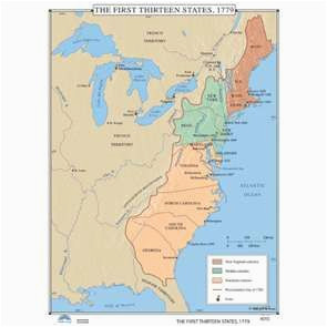 the first thirteen states 1779 social studies map geography
