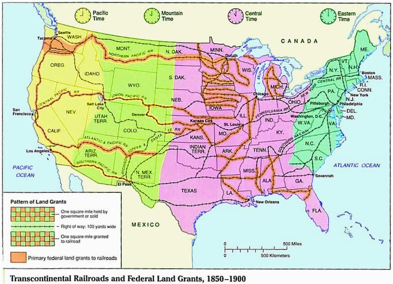 1850 1900 transcontinental railroad and federal land grants 1865