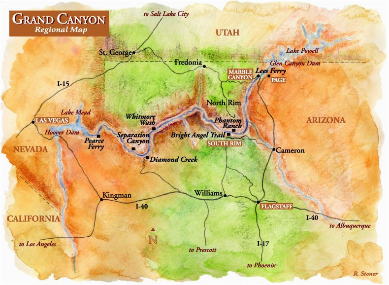 map of sites near grand canyon grand canyon regional map grand